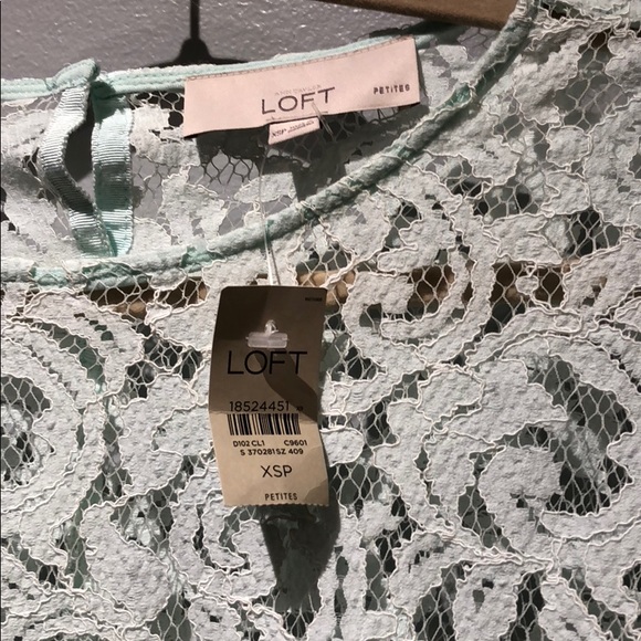LOFT Petite Mint Lace Top - Picture 2 of 3